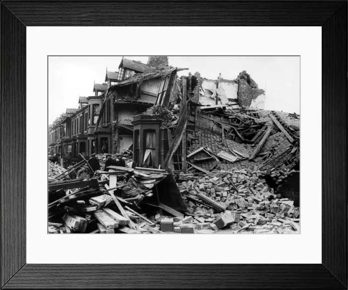 Framed Print : World War Two - Second World War - The ruins after a German air raid on a North East of