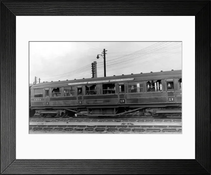 Framed Print : World War Two - Second World War - A Middlesbrough to Newcastle train which was machine