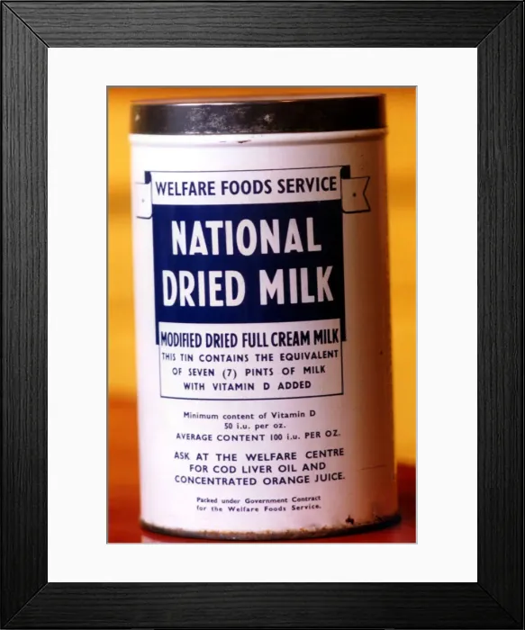 Framed Print : World War Two - Second World War - Rationing - Welfare Foods Service National Dried Milk