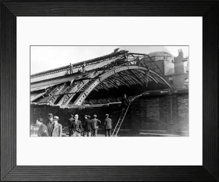 Framed Print : World War Two - Second World War - The ruins after a German air raid on a North East of Framed Print : World War Two - Second World War - The ruins after a German air raid on a North East of