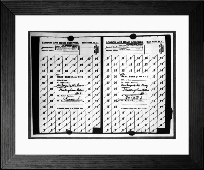 Framed Print : World War One - First World War - The meat card D7 ration card of their Majesties Framed Print : World War One - First World War - The meat card D7 ration card of their Majesties