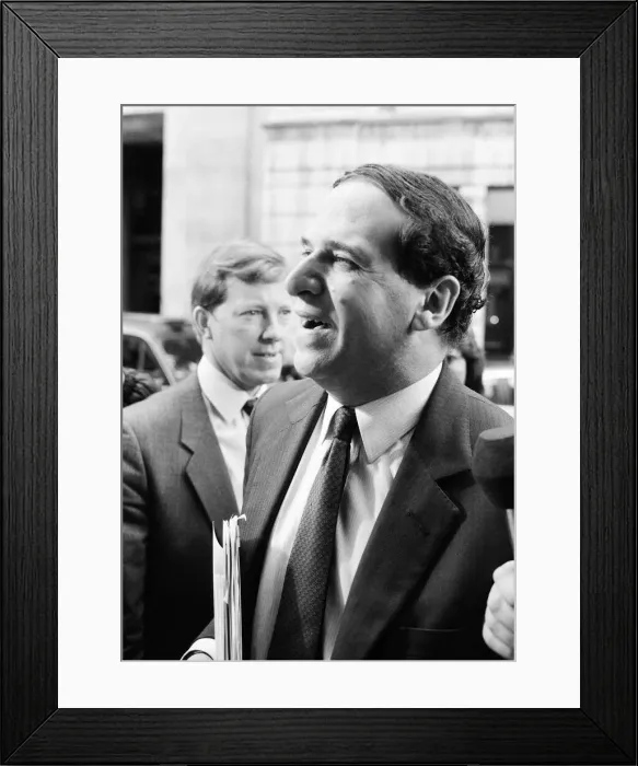 Framed Print : Trade and Industry Secretary Leon Brittan arrives at the Royal Society of Arts in London