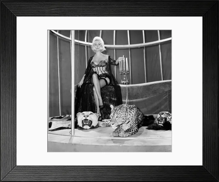 Framed Print : Jacqueline Jones, 22, in her first big start part shares her bedroom with a Leopard