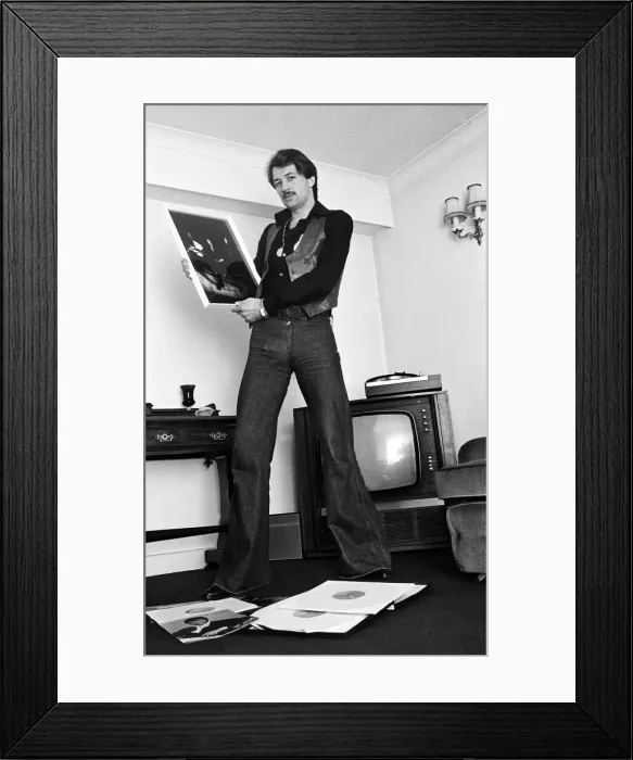 Framed Print : Frank Worthington Leicester and England footballer seen here at his Leicester flat Framed Print : Frank Worthington Leicester and England footballer seen here at his Leicester flat