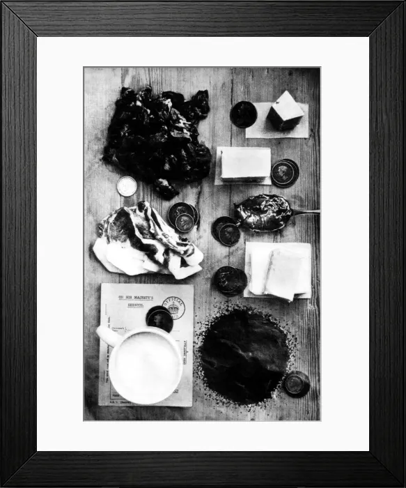 Framed Print : World War Two - Second World War - The picture shows a persons ration allowance for one Framed Print : World War Two - Second World War - The picture shows a persons ration allowance for one