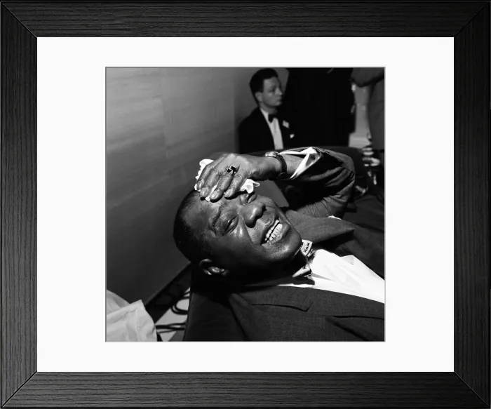 Framed Print : Louis Armstrong at a Press Conference at the Mayfair Hotel, London Framed Print : Louis Armstrong at a Press Conference at the Mayfair Hotel, London