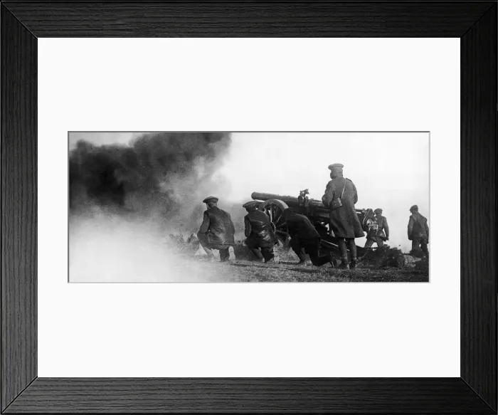 Framed Print : Artillery seen here in action shelling Austrian and Bulgarian positions from Salonika Framed Print : Artillery seen here in action shelling Austrian and Bulgarian positions from Salonika