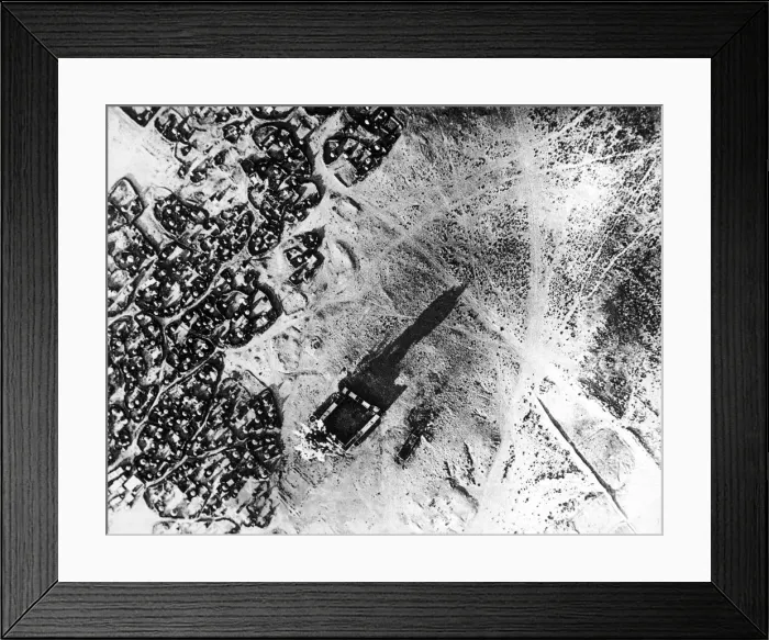 Framed Print : RAF aerial photo of a bomb bursting close to a fort on the Palestine Front Circa June Framed Print : RAF aerial photo of a bomb bursting close to a fort on the Palestine Front Circa June