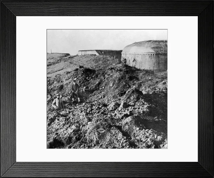 Framed Print : French troops pose beside Fort Douaumont following their partial success in retaking Framed Print : French troops pose beside Fort Douaumont following their partial success in retaking