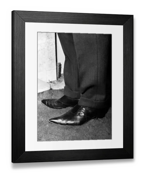 Framed Print : Winklepickers shoes, 1960. P025217 Framed Print : Winklepickers shoes, 1960. P025217