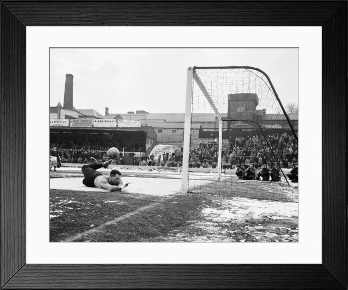 Framed Print : Rotherham United goalkeeper Ron Ironside makes a flying save during the FA Cup match