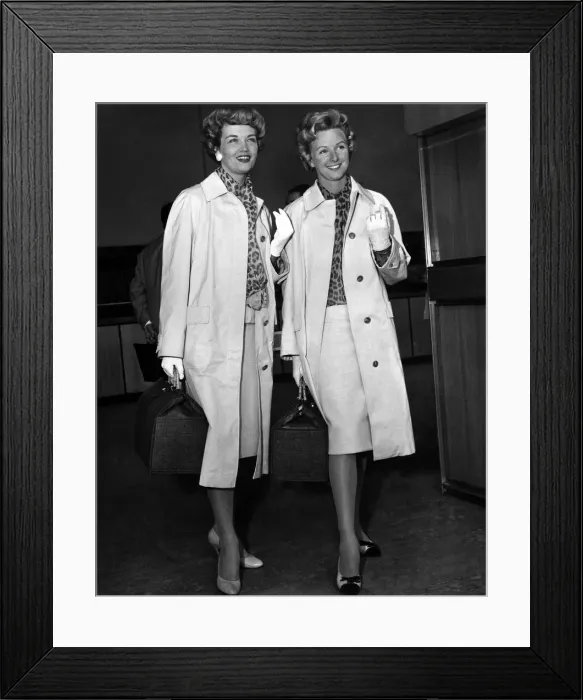 Framed Print : Twelve British models flew from London Airport yesterday to Brussels where they are to