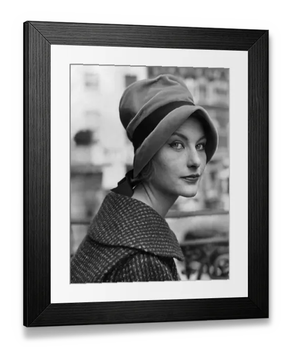 Framed Print : Clothing-Fashion: Hats: London milliner Rudolph dreamt up this high-crowned velvet
