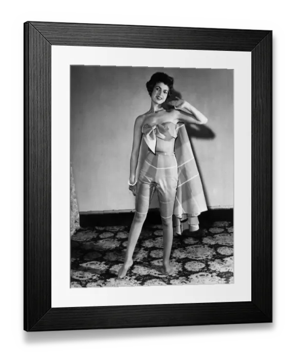 Framed Print : Clothing Fashion Underwear: The Linzi Line dresses being shown in London Framed Print : Clothing Fashion Underwear: The Linzi Line dresses being shown in London