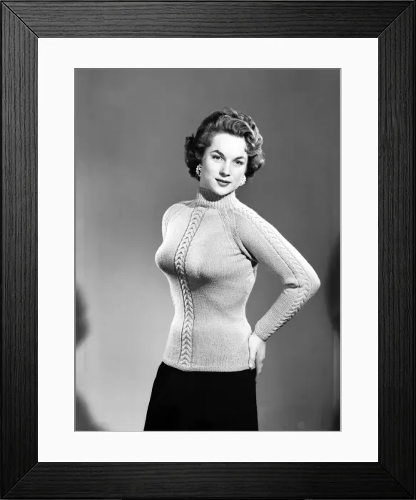 Framed Print : Clothing: Fashion: Knitwear: Model wearing jumper. 1955 Framed Print : Clothing: Fashion: Knitwear: Model wearing jumper. 1955