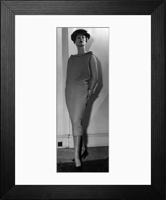 Framed Print : Clothing Fashion: John Cavanagh dresses: The streak line morning dress in pink tweed