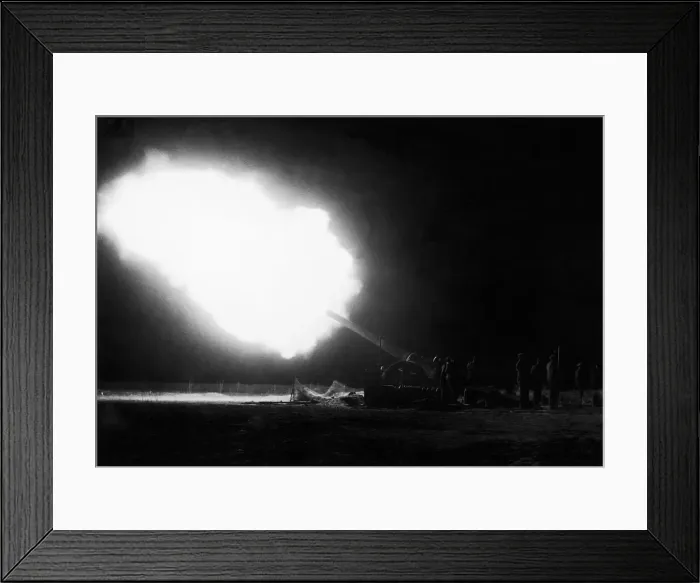 Framed Print : BL 6 inch Mk VII naval gun firing over the Canadian front line during the Battle of Vimy