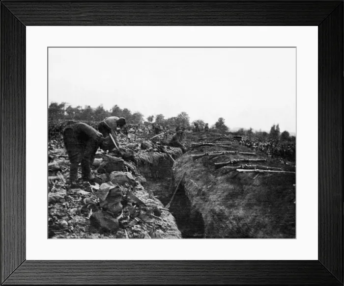 Framed Print : British troops taking the opportunity of a dry spell of weather to lay out their kits to Framed Print : British troops taking the opportunity of a dry spell of weather to lay out their kits to