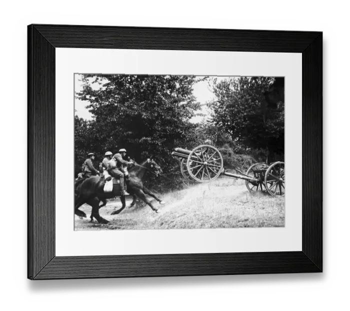 Framed Print : The Royal Horse Artillery seen here in full gallop near Amiens during the campaign to Framed Print : The Royal Horse Artillery seen here in full gallop near Amiens during the campaign to