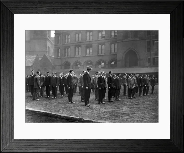 Framed Print : Public School boys drilling at Chatham Hospital 28th September 1914