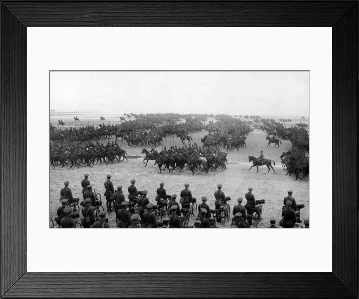 Framed Print : Belgian cavalry regiment on the seashore of Flanders during a training exercise Framed Print : Belgian cavalry regiment on the seashore of Flanders during a training exercise