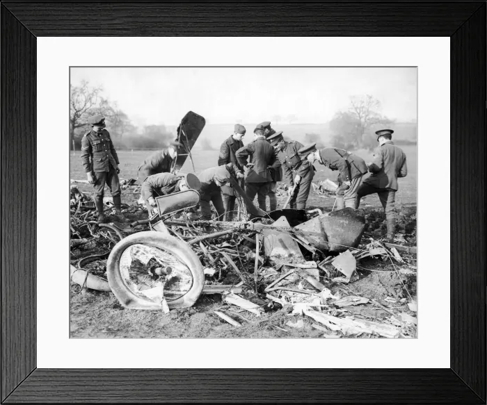 Framed Print : One of three Gotha bombers brought down during a raid on London, on the night of Monday Framed Print : One of three Gotha bombers brought down during a raid on London, on the night of Monday