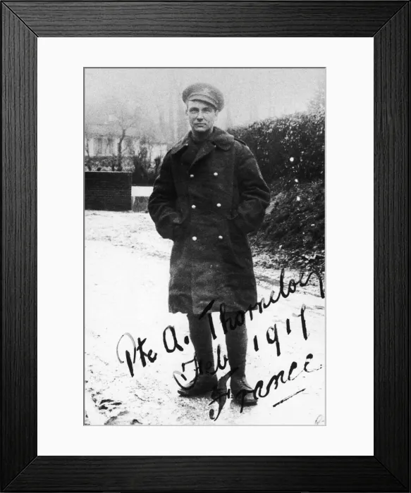 Framed Print : Private Albert Thorneloe of the MAchine Gun Regiment poses for the camera in France 1917 Framed Print : Private Albert Thorneloe of the MAchine Gun Regiment poses for the camera in France 1917