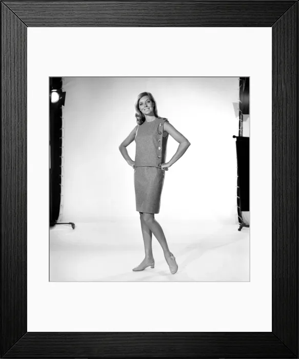 Framed Print : Clothing: Fashion: Maureen Walker Modelling: Grey dress, skirt and two jackets Framed Print : Clothing: Fashion: Maureen Walker Modelling: Grey dress, skirt and two jackets