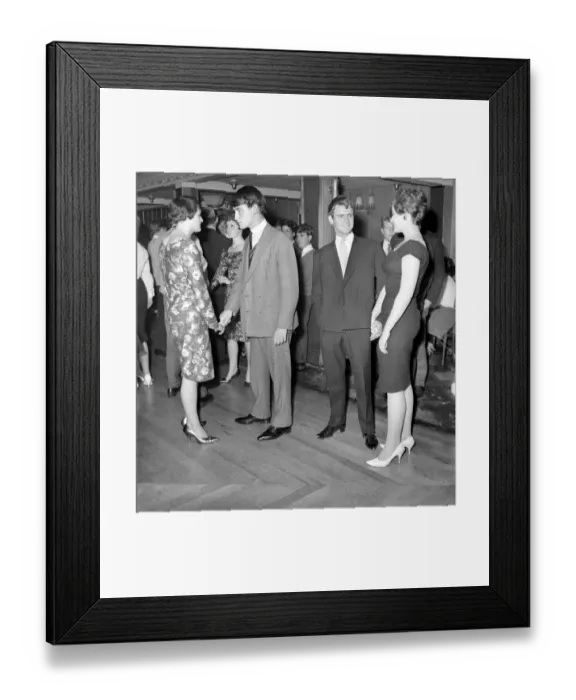 Framed Print : Teenager Fashions: Male Grooming: The teenage boys who go to the Ilford Palais have had