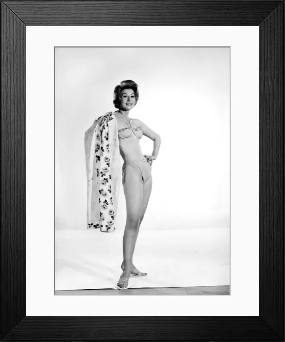 Framed Print : Clothing: Fashion: Beachwear: Woman wearing beach robe. Model: Valiere Shawloff