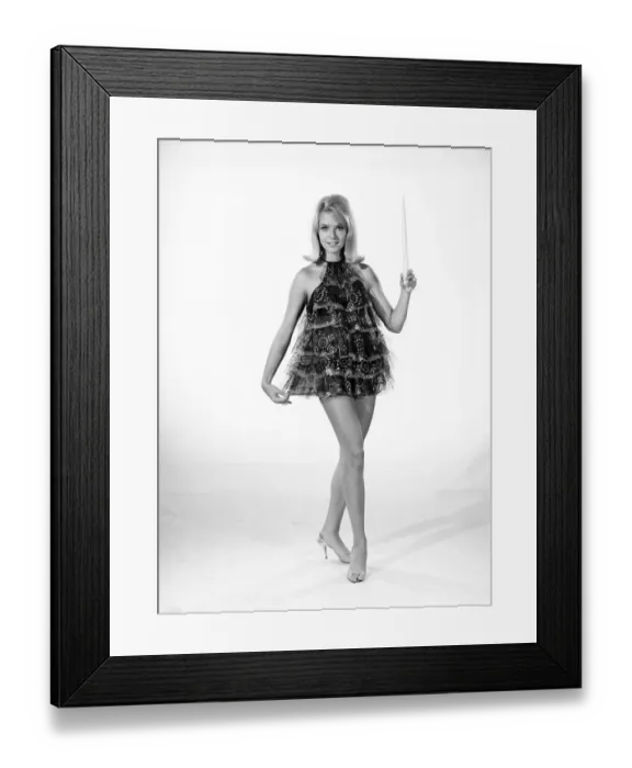 Framed Print : Model wearing a festive christmas tree nightie, 1960 Framed Print : Model wearing a festive christmas tree nightie, 1960