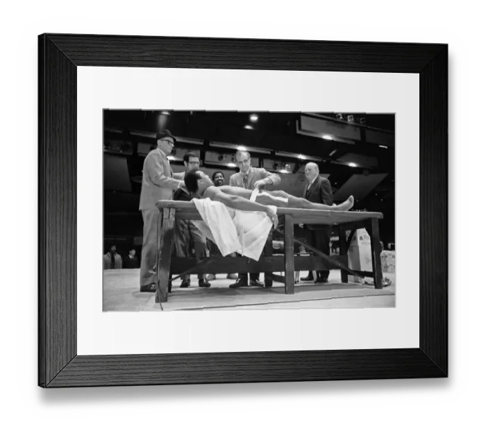 Framed Print : Muhammad Ali having a pre-fight medical ahead of his clash with Smoking Joe Frazier to be