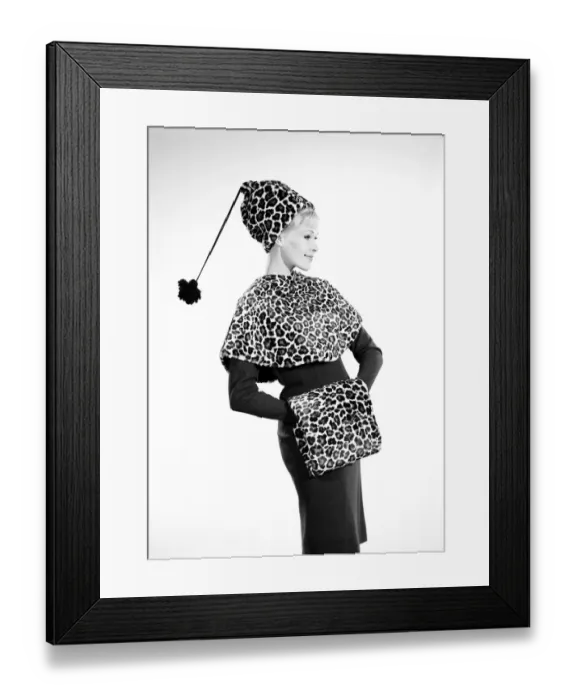 Framed Print : Clothing: Fashion: Hat: Woman wearing matching hat, cape and muff. Model: Jo Warring Framed Print : Clothing: Fashion: Hat: Woman wearing matching hat, cape and muff. Model: Jo Warring