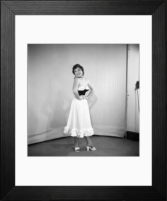 Framed Print : Clothing: Fashion: Spanish Skirt: Woman wearing flamenco style skirt. 1959 E98-002
