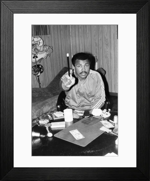 Framed Print : Muhammad Ali in training. Pointing his magic wand, Ali said I m not an old man Framed Print : Muhammad Ali in training. Pointing his magic wand, Ali said I m not an old man