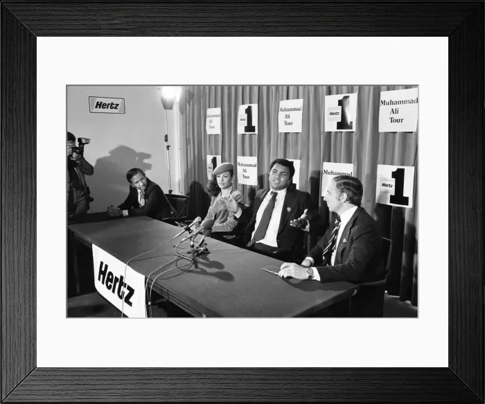 Framed Print : Muhammad Ali in London for exhibition fights, pictured at a press Conference Framed Print : Muhammad Ali in London for exhibition fights, pictured at a press Conference