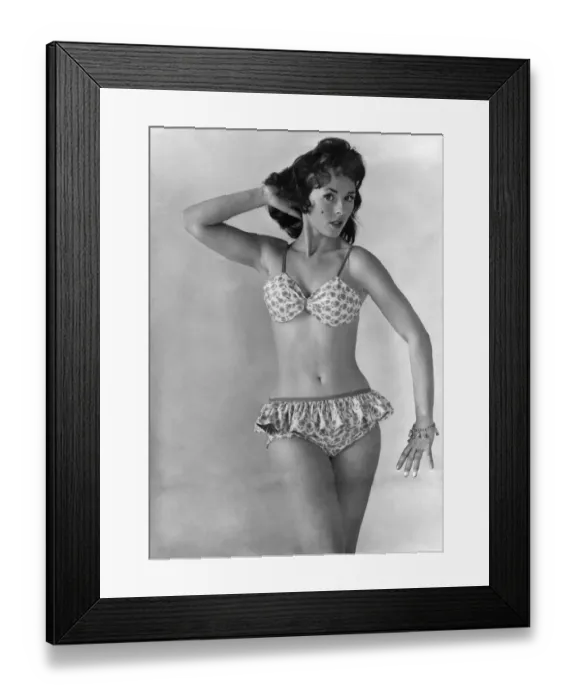 Framed Print : Reveille Fashions: Barbara Frilly. July 1958 P025253 Framed Print : Reveille Fashions: Barbara Frilly. July 1958 P025253