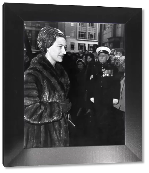 Princess Margaret arrives at Celanese House, Hanover Square for a special showing by