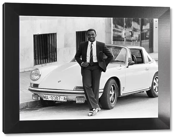 Laurie Cunningham pictured with his Porsche car Mardid Spain. 24rh October 1982