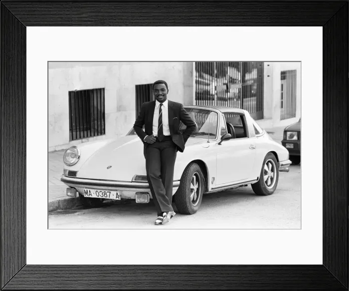 Framed Print : Laurie Cunningham pictured with his Porsche car Mardid Spain. 24rh October 1982