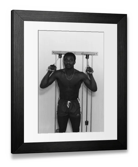 Framed Print : Laurie Cunningham training at the gym in Spain. 28rh March 1980 Framed Print : Laurie Cunningham training at the gym in Spain. 28rh March 1980