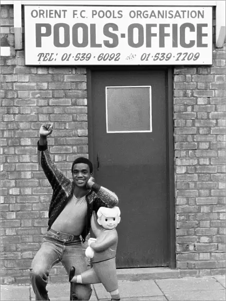 Laurie Cunningham outside Leyton Orient Football Club Pools Office