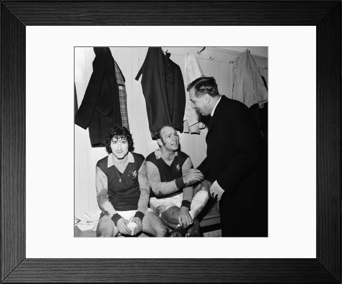 Framed Print : Doug Ellis seen here congratulating goal scorers Andy Lochhead