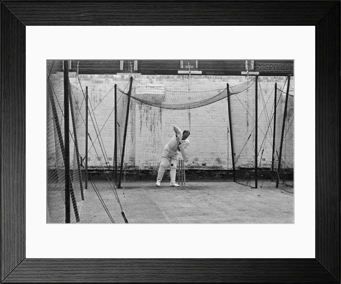 Framed Print : Batsman Brian Close practicing in the nets before Yorkshire Framed Print : Batsman Brian Close practicing in the nets before Yorkshire