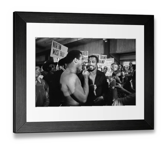 Framed Print : Muhammad Ali and his entourage try to wind up Ken Norton ahead of their third fight in