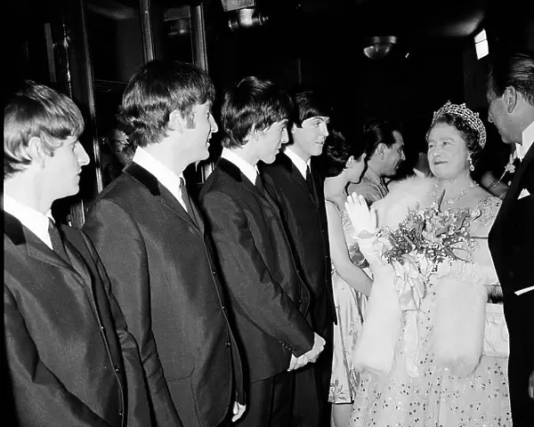 The Beatles meet HRH Queen Elizabeth The Queen Mother, after their apearance at