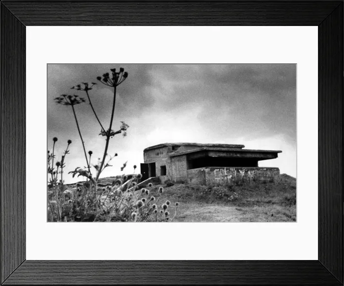 Framed Print : World War Two - Second World War - A WW2 gun emplacement / pillbox somewhere in the north Framed Print : World War Two - Second World War - A WW2 gun emplacement / pillbox somewhere in the north