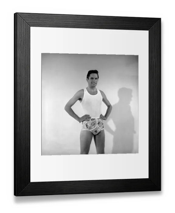 Framed Print : Mens Fashion: Mens clothing underwear. 1965 B1a-008