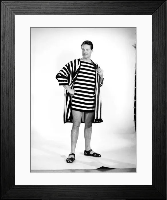 Framed Print : Clothing: Fashion: Menswear: Roy Curtis seen here modelling beach sweater Framed Print : Clothing: Fashion: Menswear: Roy Curtis seen here modelling beach sweater