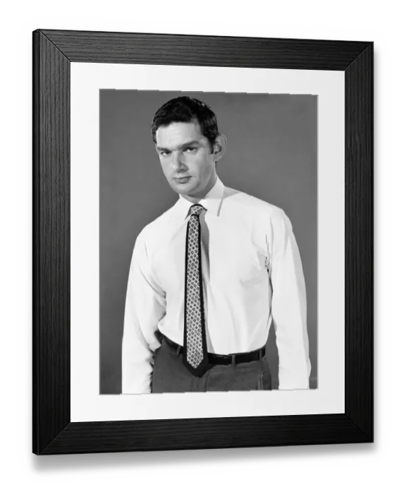 Framed Print : Clothing: Fashion: Menswear: Man wearing shirt and tie. Model: Mike Lester